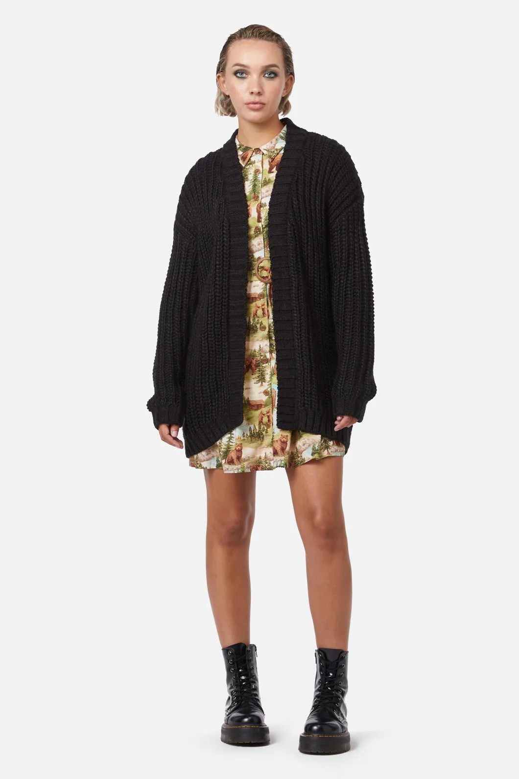 Field Work Chunky Knit Cardi Black sold by Modcloth product image thumbnail 2