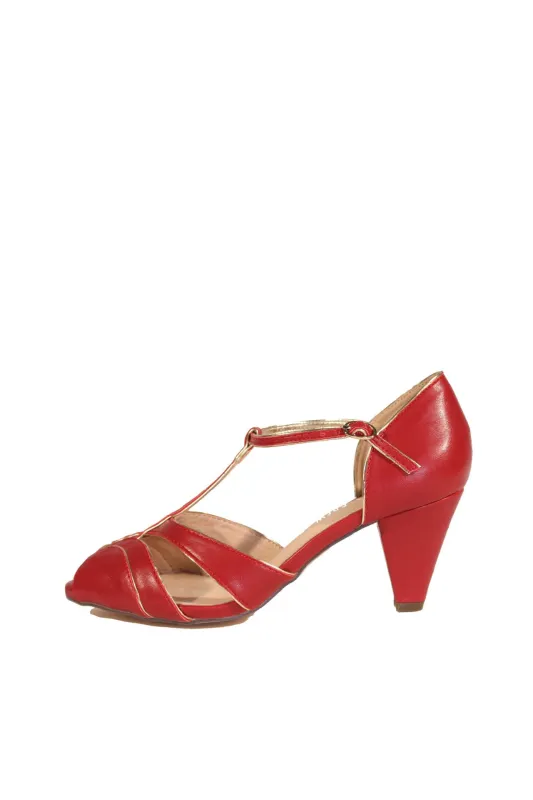 Penelope T-Strap Heels Red sold by Modcloth