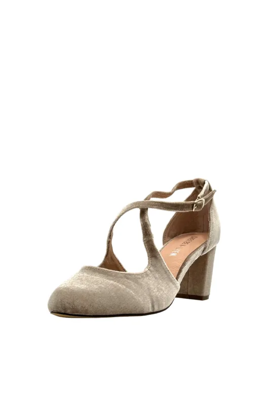 Oren Velvet Mary Jane Heels Cream sold by Modcloth
