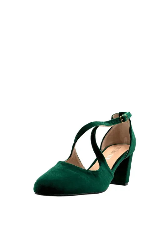 Oren Velvet Mary Jane Heels Green sold by Modcloth