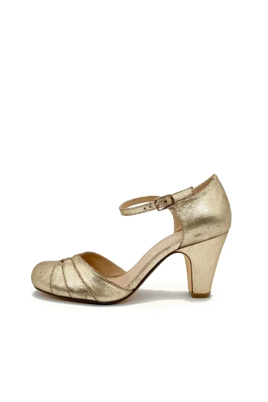 Goldie Metallic Ballroom Heels Gold sold by Modcloth