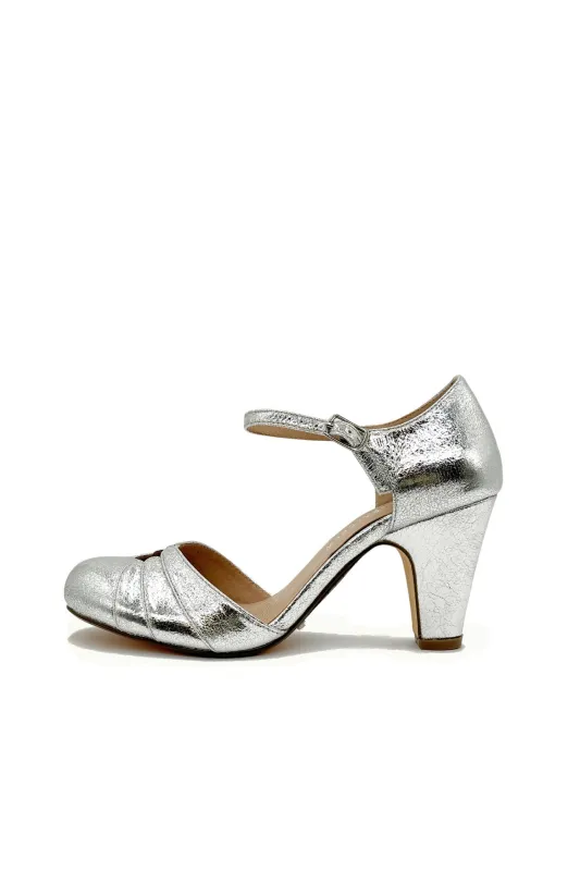Goldie Metallic Ballroom Heels Silver sold by Modcloth