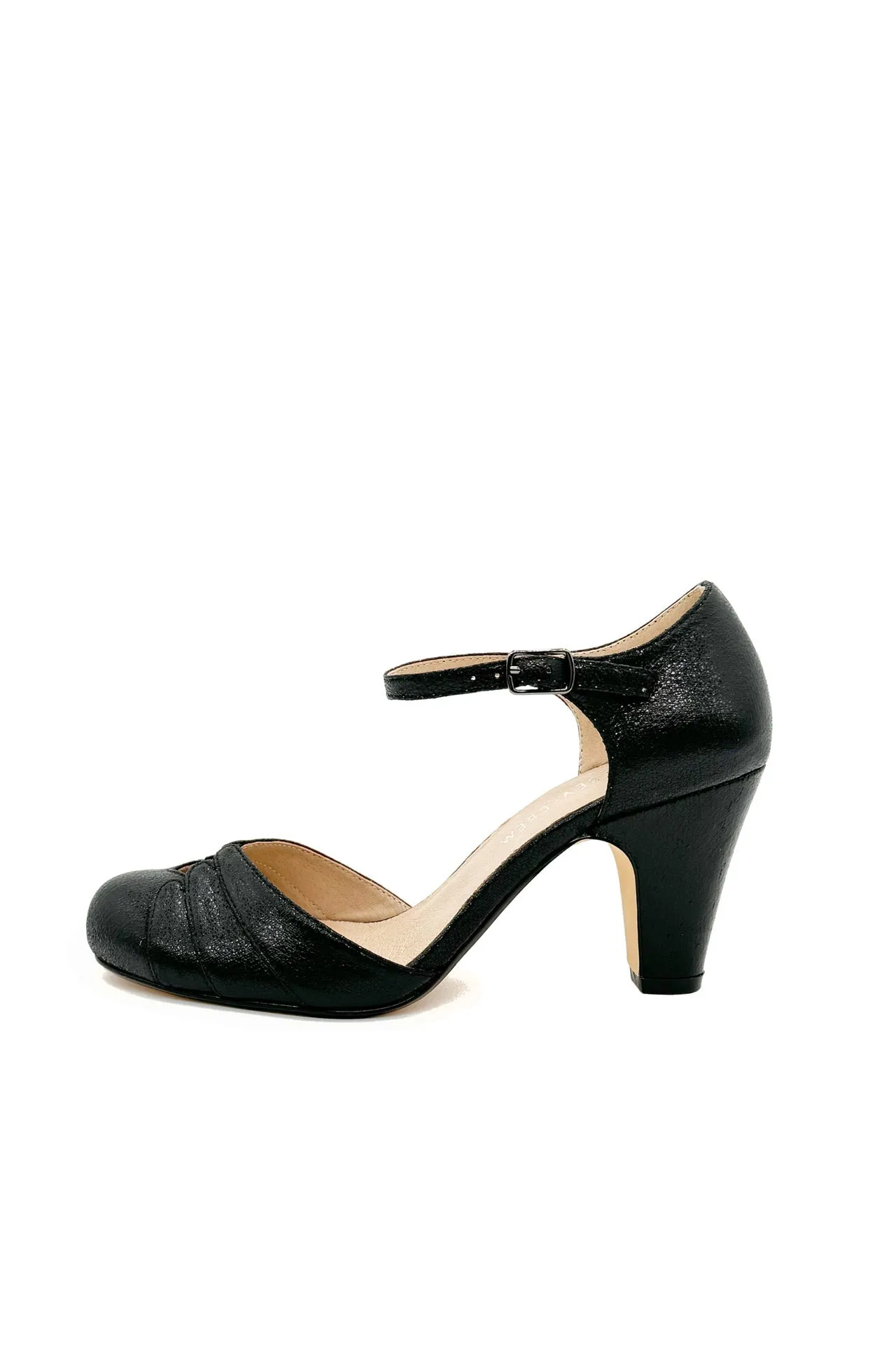 Goldie Metallic Ballroom Heels Black sold by Modcloth