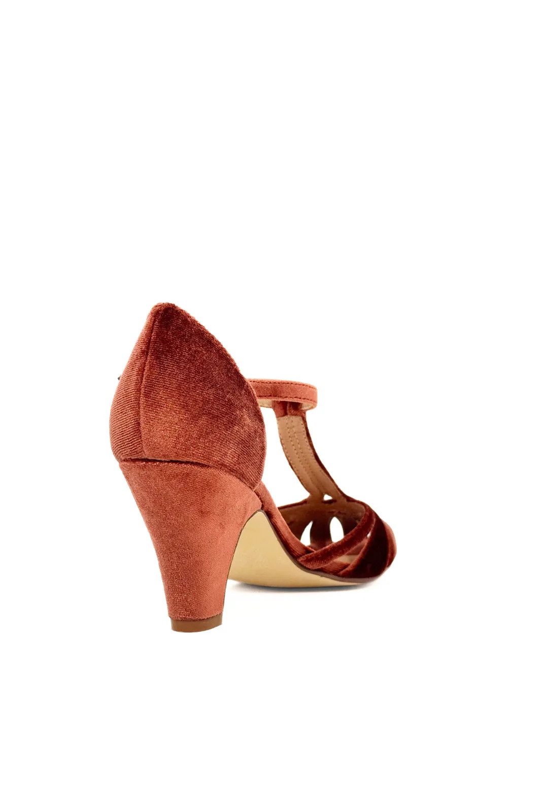 Sergi Velvet T-Strap Heels Rust sold by Modcloth product image thumbnail 4