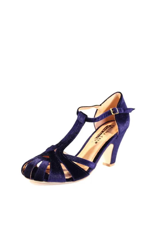 Sergi Velvet T-Strap Heels Navy sold by Modcloth