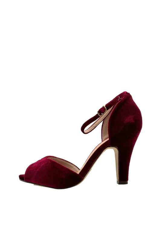 Lola Velvet Heels Burgundy sold by Modcloth