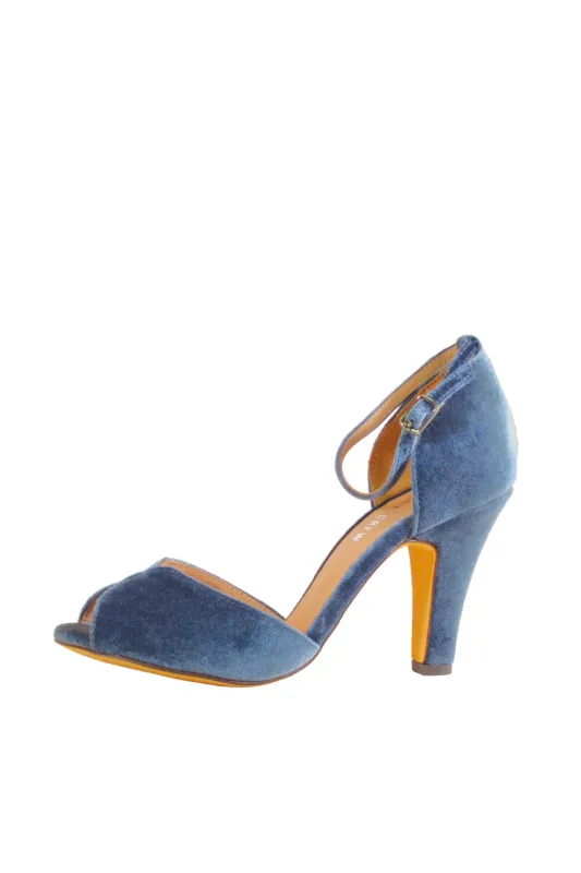 Lola Velvet Heels Blue sold by Modcloth