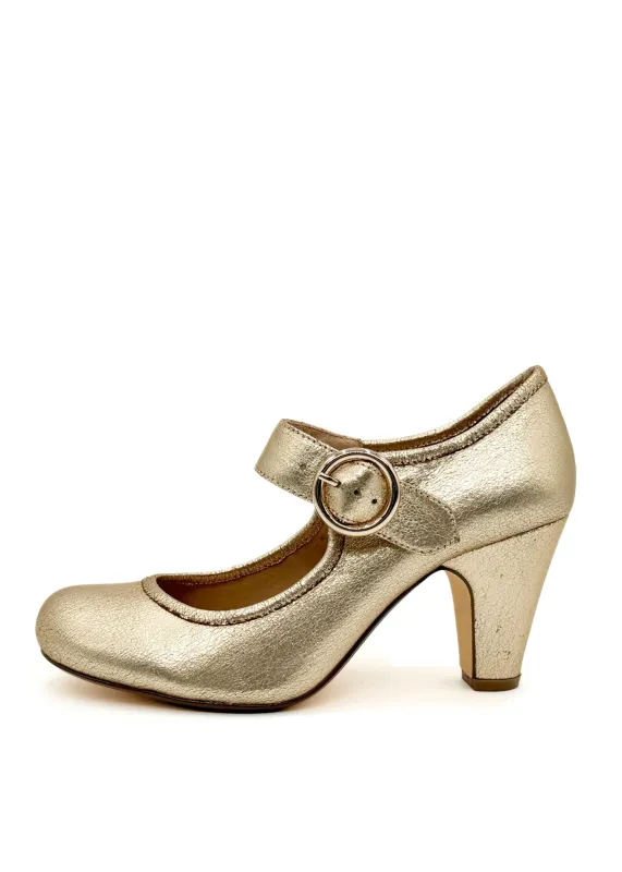 Madeline Metallic Mary Jane Heels Gold sold by Modcloth