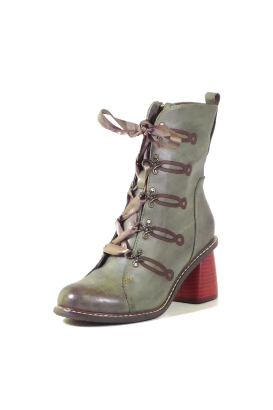 Geraldine Victorian Booties Green sold by Modcloth