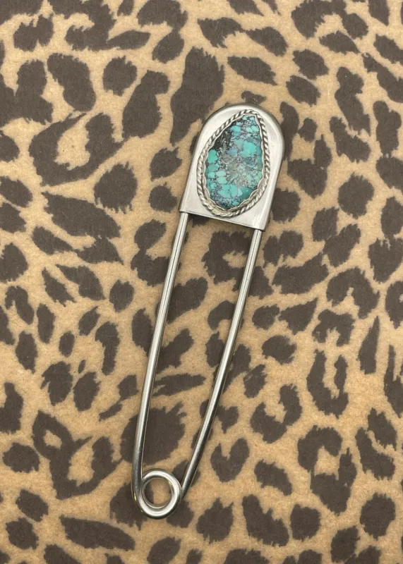Turquoise Jumbo Safety Pin Keychain sold by Modcloth