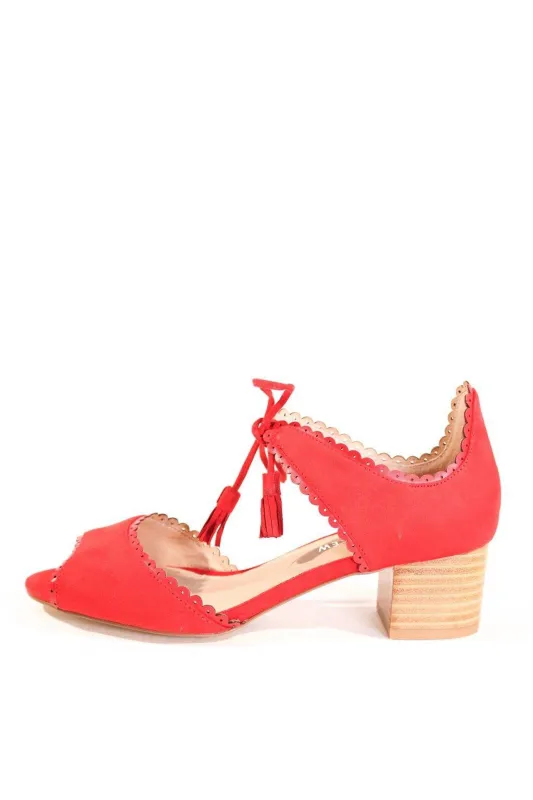 Casino Block-Heel Sandals Red sold by Modcloth