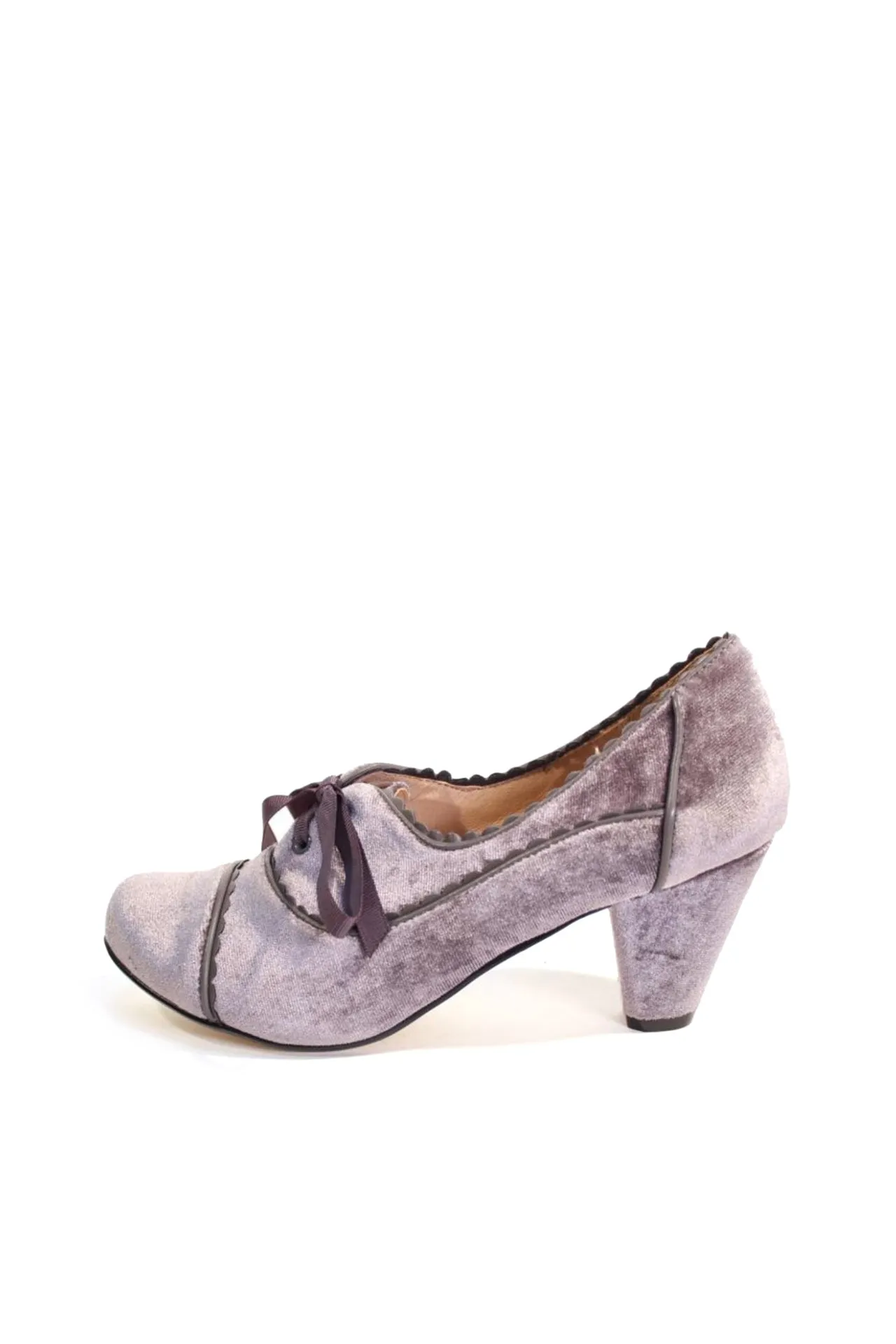 Madison Velvet Retro Heels Grey sold by Modcloth