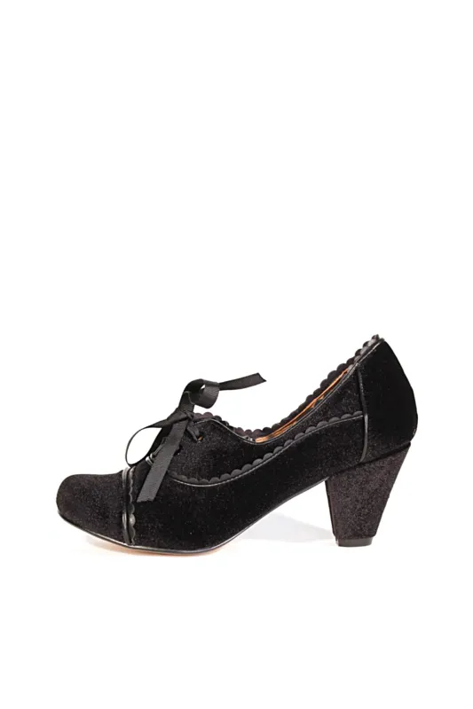 Madison Velvet Retro Heels Black sold by Modcloth