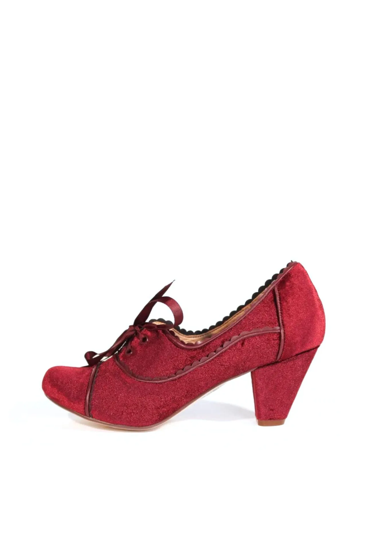 Madison Velvet Retro Heels Burgundy sold by Modcloth