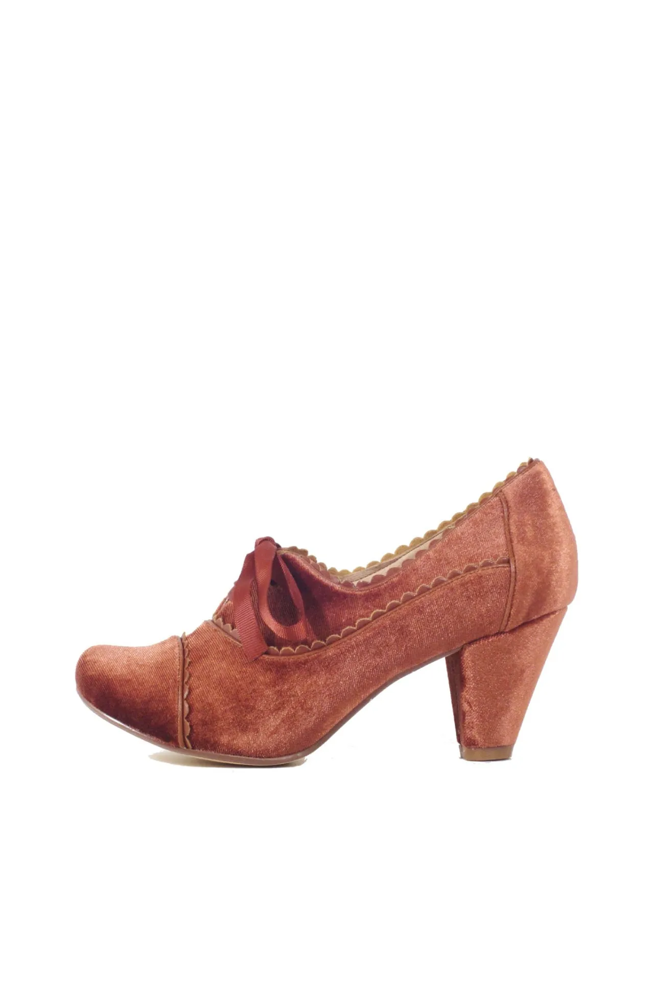 Madison Velvet Retro Heels Rust sold by Modcloth