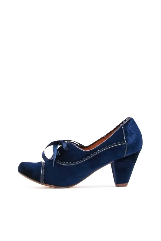 Madison Velvet Retro Heels Navy sold by Modcloth