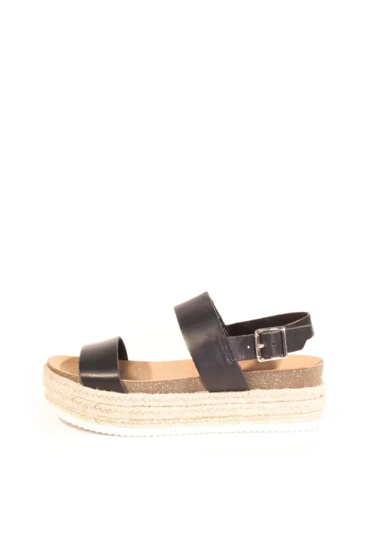 Colby Platform Sandals Black Leather sold by Modcloth
