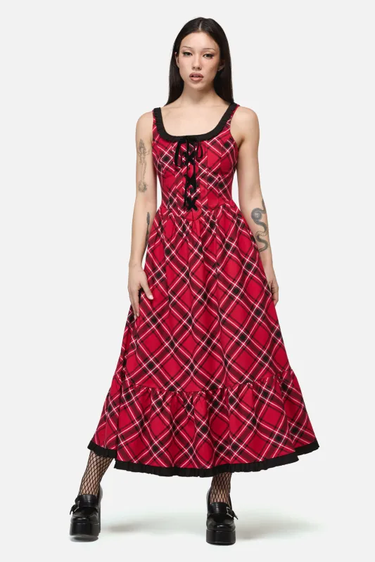 Piracy Punk Tartan Midi Dress made by Modcloth