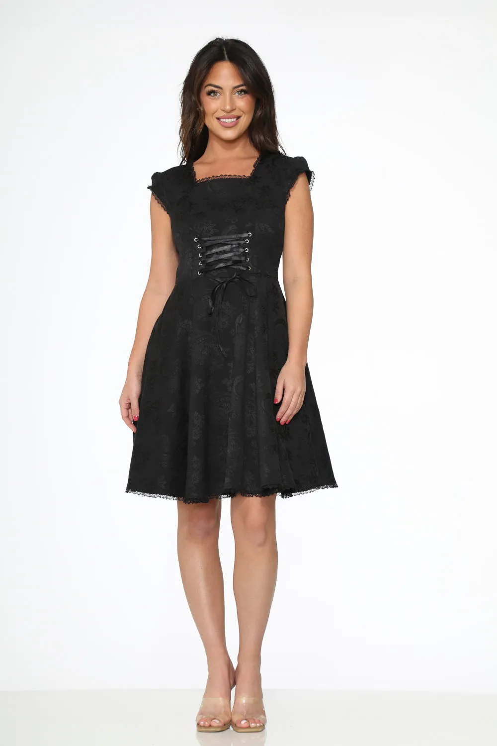 Black Brocade Gothic Swing Dress sold by Modcloth product image thumbnail 2