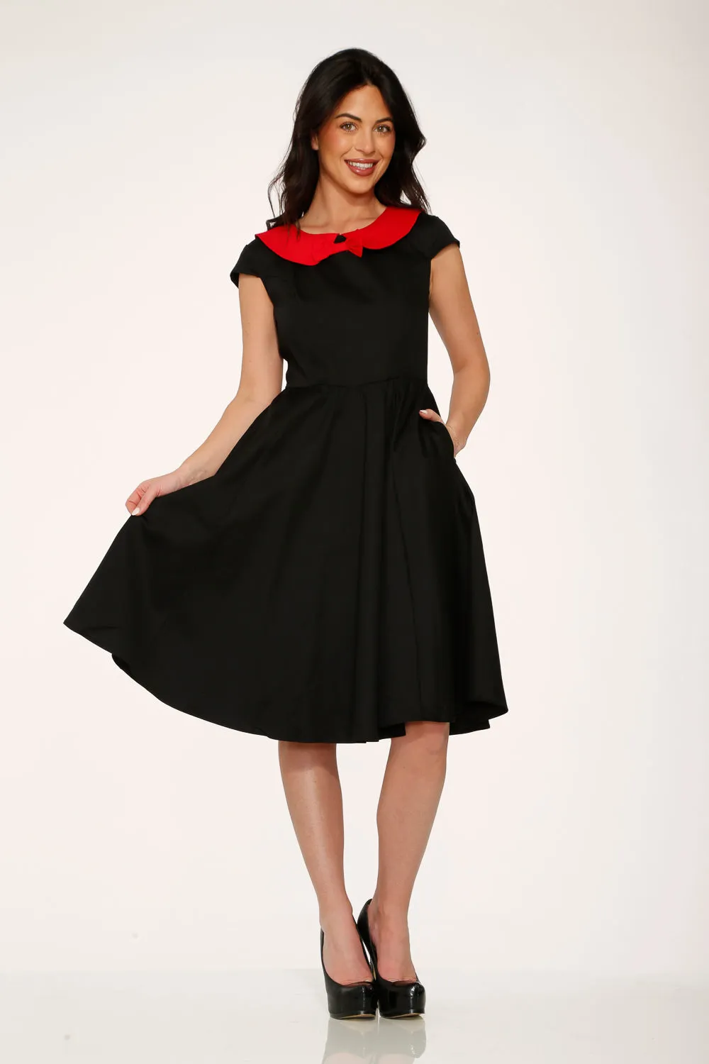 Black & Red Collar Swing Dress sold by Modcloth