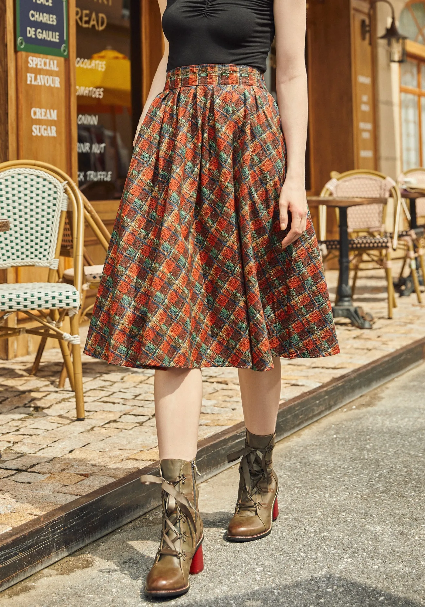 Red Plaid Doris Skirt sold by Modcloth product image thumbnail 3