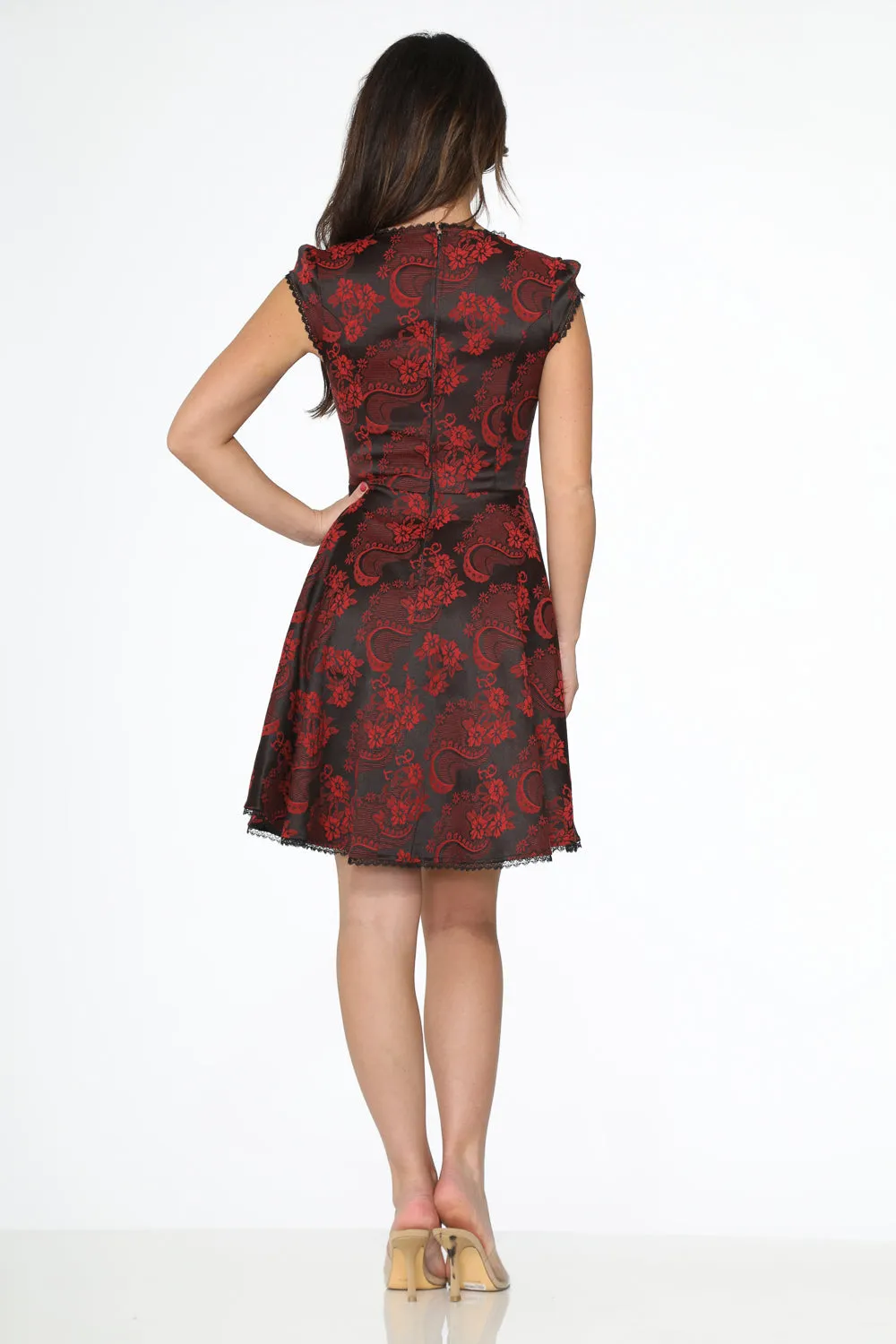 Red Brocade Gothic Swing Dress sold by Modcloth product image thumbnail 4