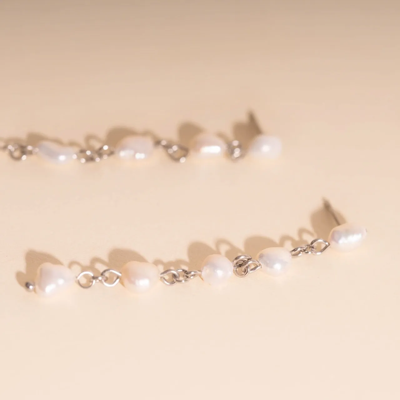 Pearl Dangle Chain Stud Earrings sold by Modcloth product image thumbnail 5