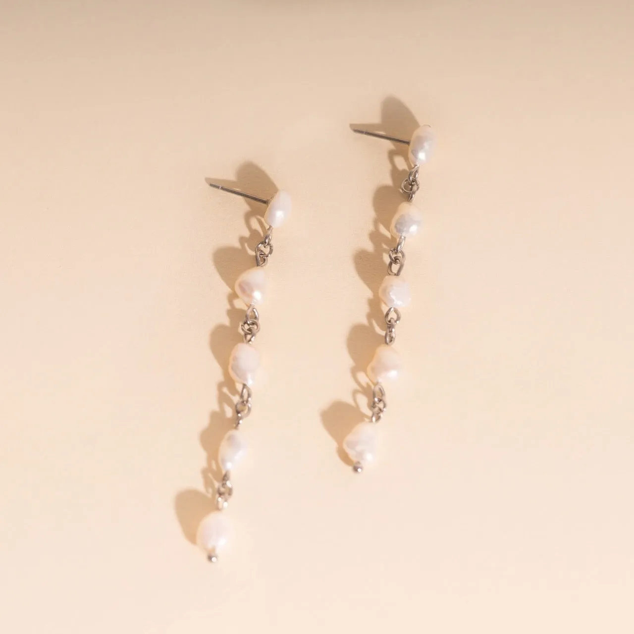 Pearl Dangle Chain Stud Earrings sold by Modcloth product image thumbnail 2