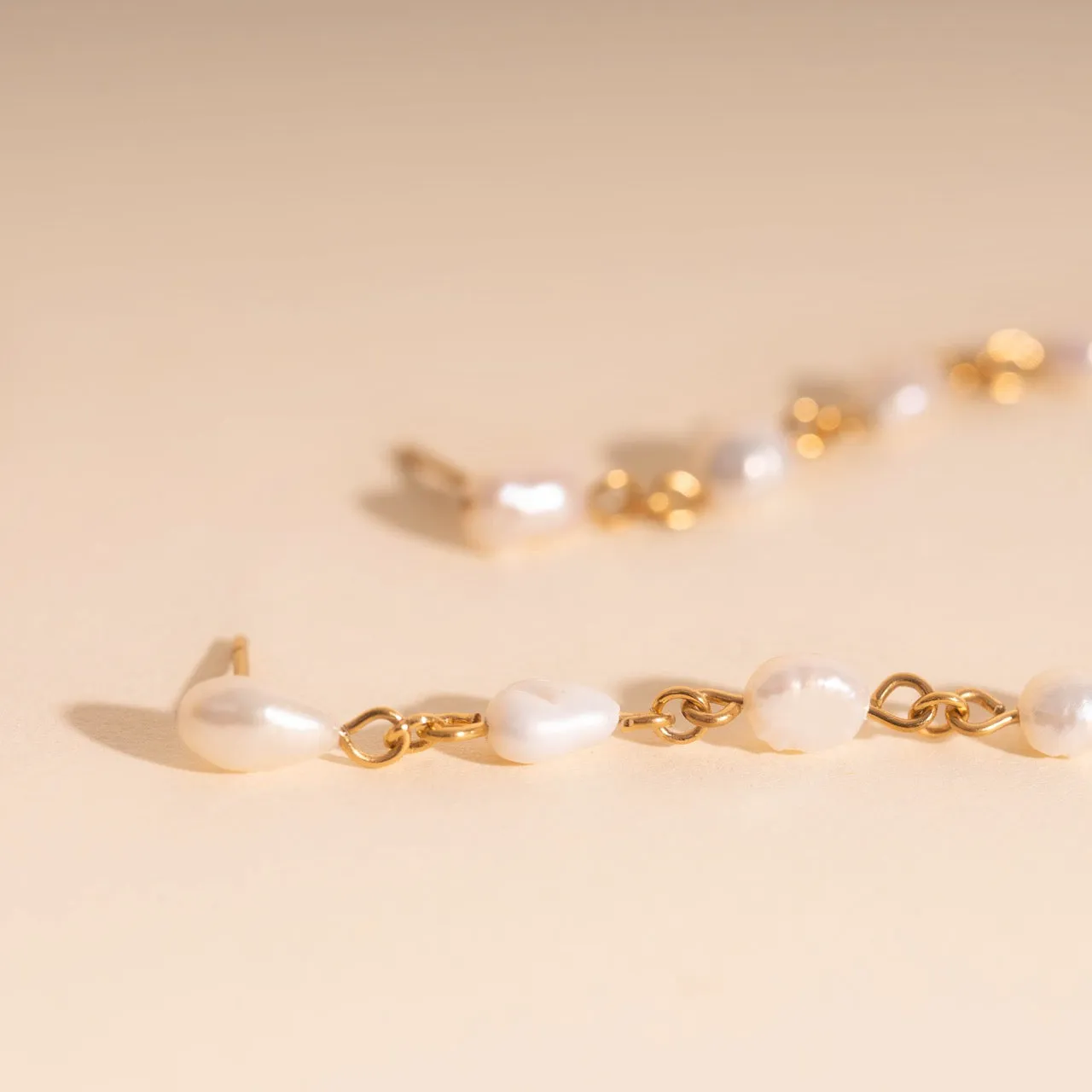 Pearl Dangle Chain Stud Earrings sold by Modcloth product image thumbnail 4