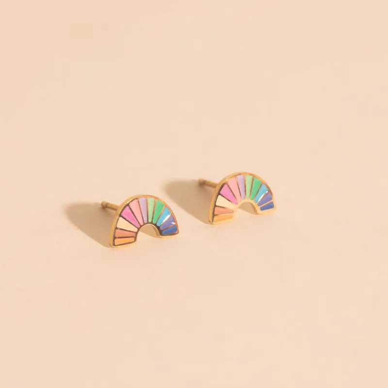 Pastel Rainbow Stud Earrings sold by Modcloth