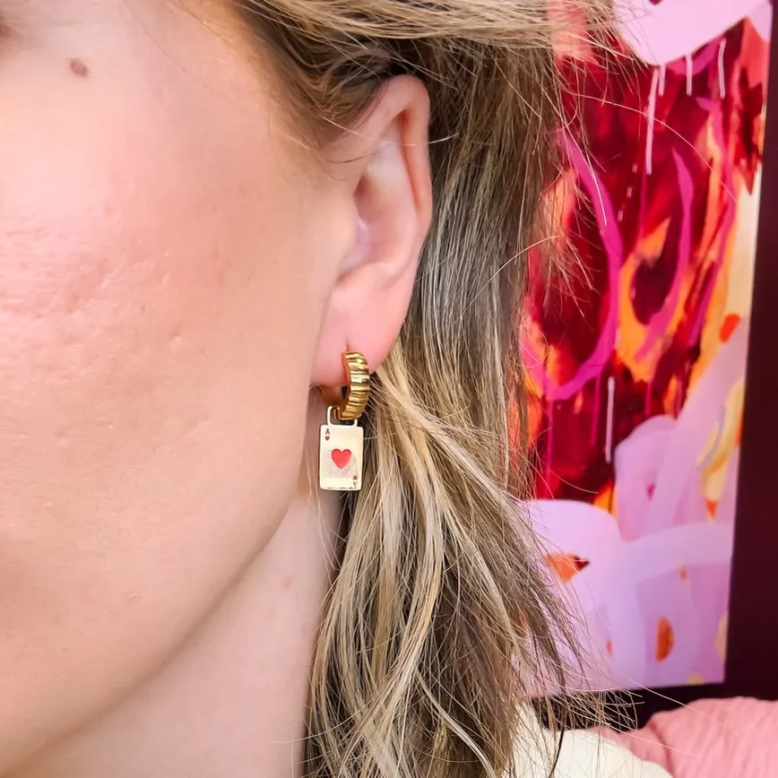 Ace of Hearts Chunky Huggie Hoop Charms sold by Modcloth product image thumbnail 3