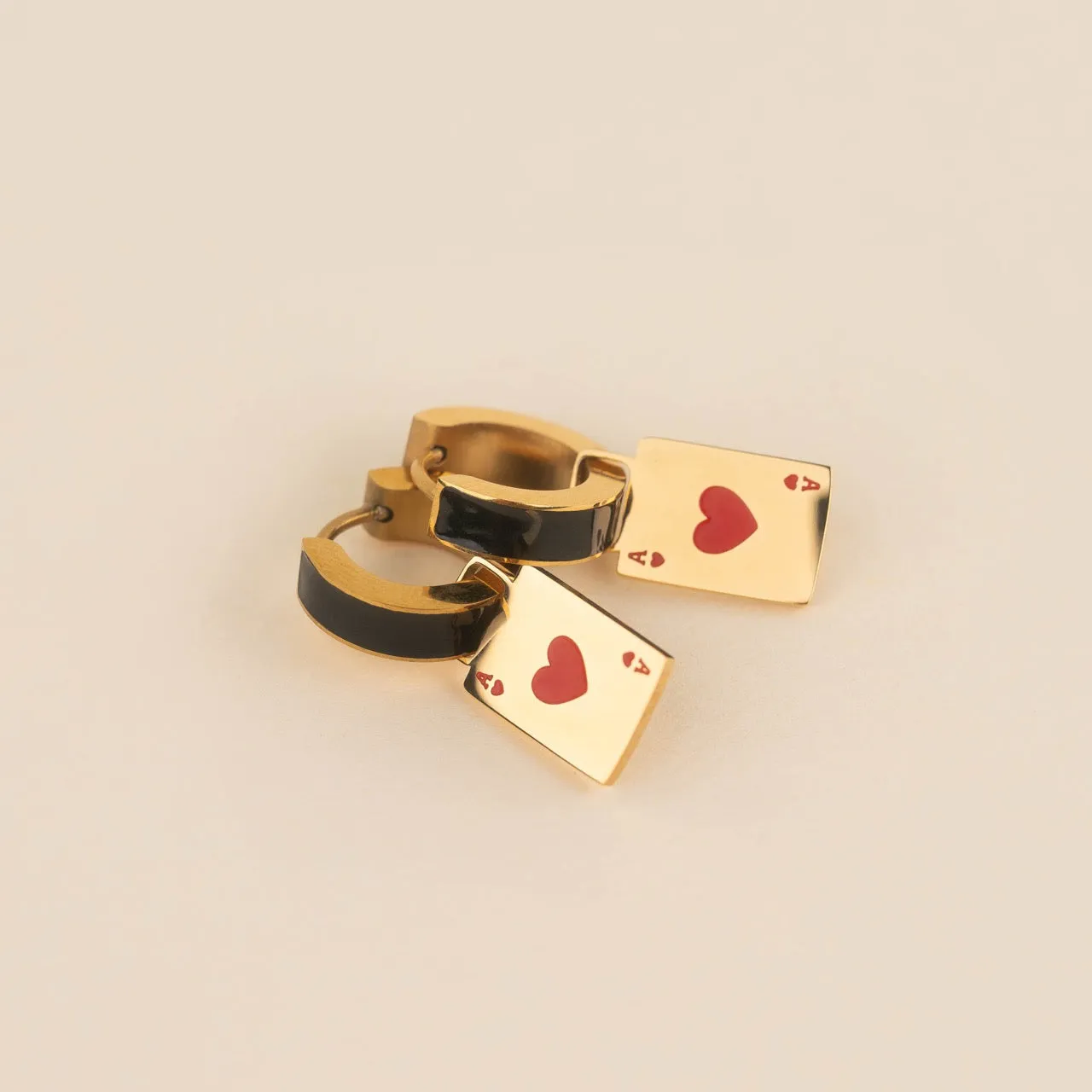 Ace of Hearts Chunky Huggie Hoop Charms sold by Modcloth product image thumbnail 4