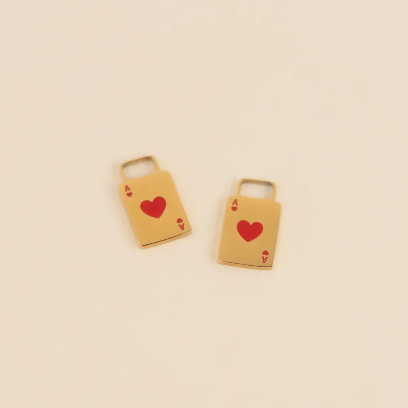 Ace of Hearts Chunky Huggie Hoop Charms sold by Modcloth