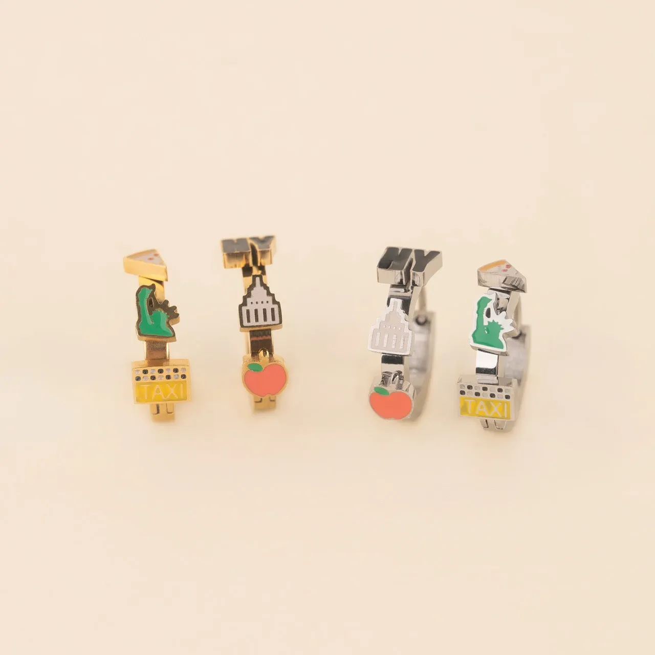 NYC 3D Huggie Hoop Earrings sold by Modcloth product image thumbnail 4