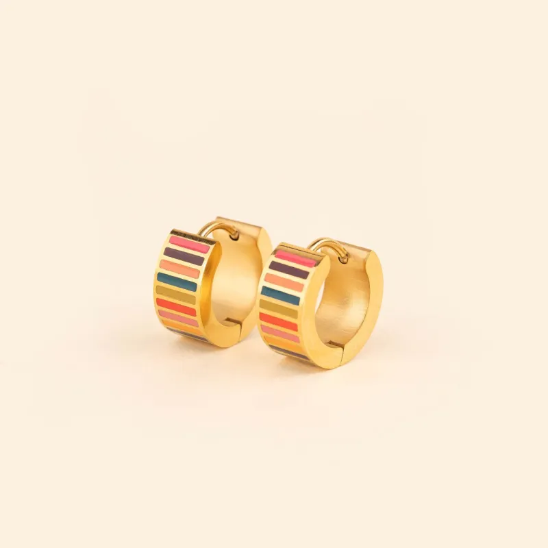 Striped Super Chunky Huggie Hoop Earrings sold by Modcloth