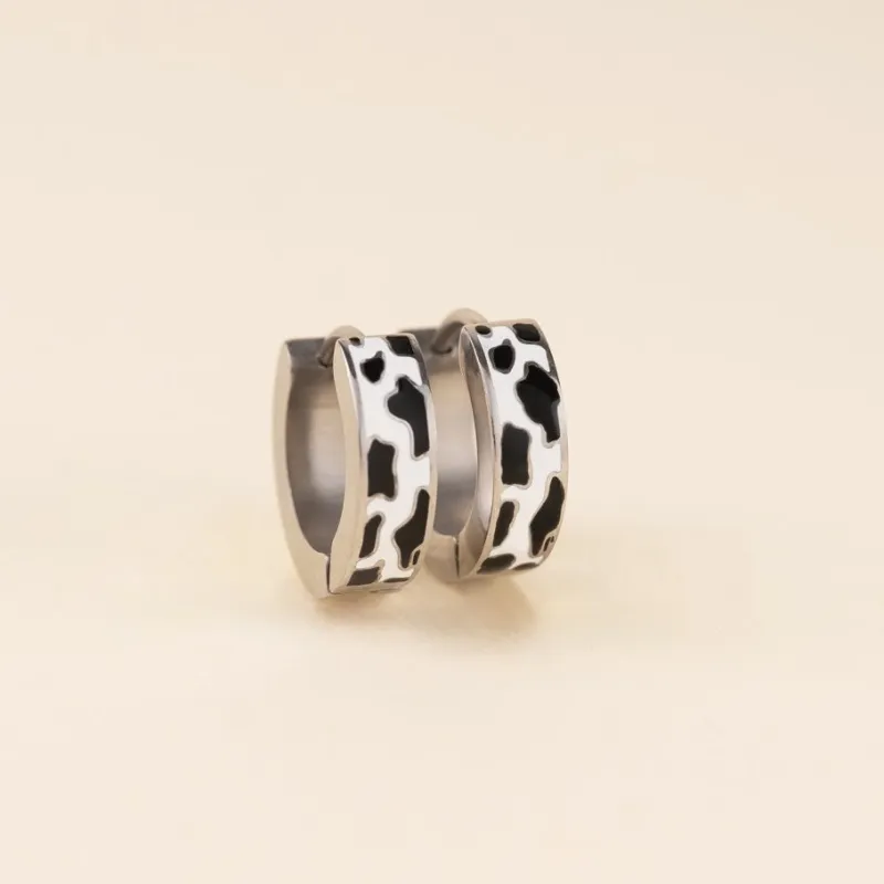 Cow-print Chunky Huggie Hoop Earrings sold by Modcloth