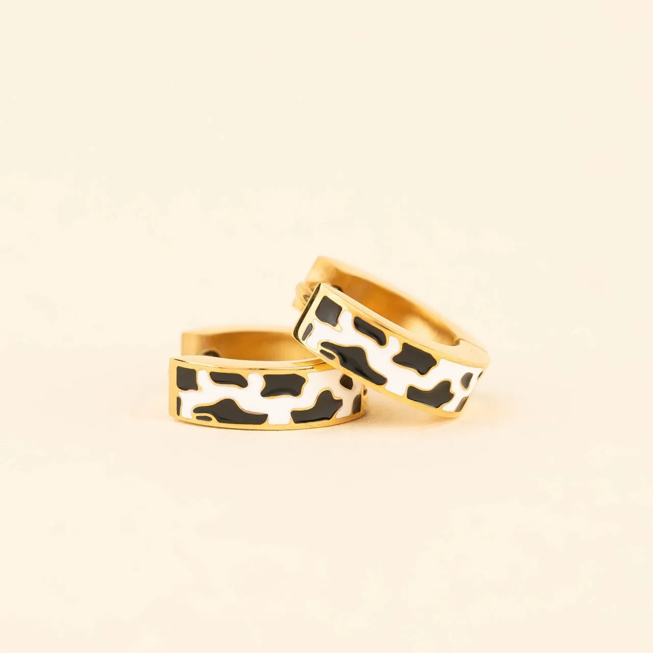 Cow-print Chunky Huggie Hoop Earrings sold by Modcloth product image thumbnail 2