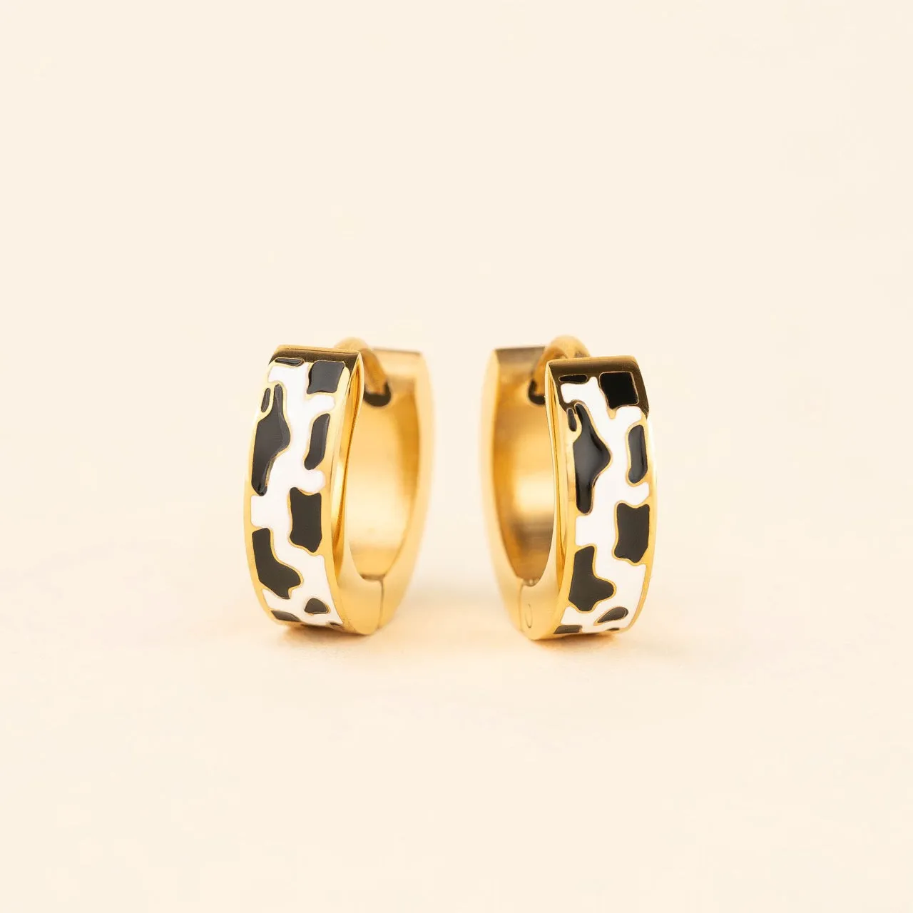 Cow-print Chunky Huggie Hoop Earrings sold by Modcloth product image thumbnail 3