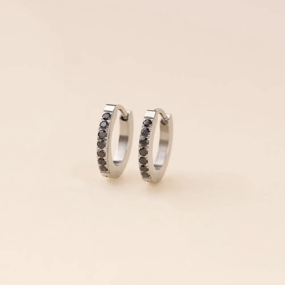Black Gem Huggie Hoop Earrings sold by Modcloth