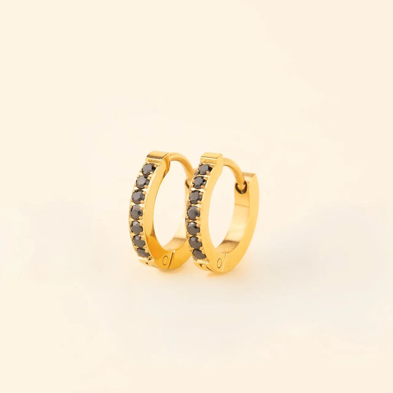 Black Gem Huggie Hoop Earrings sold by Modcloth product image thumbnail 3