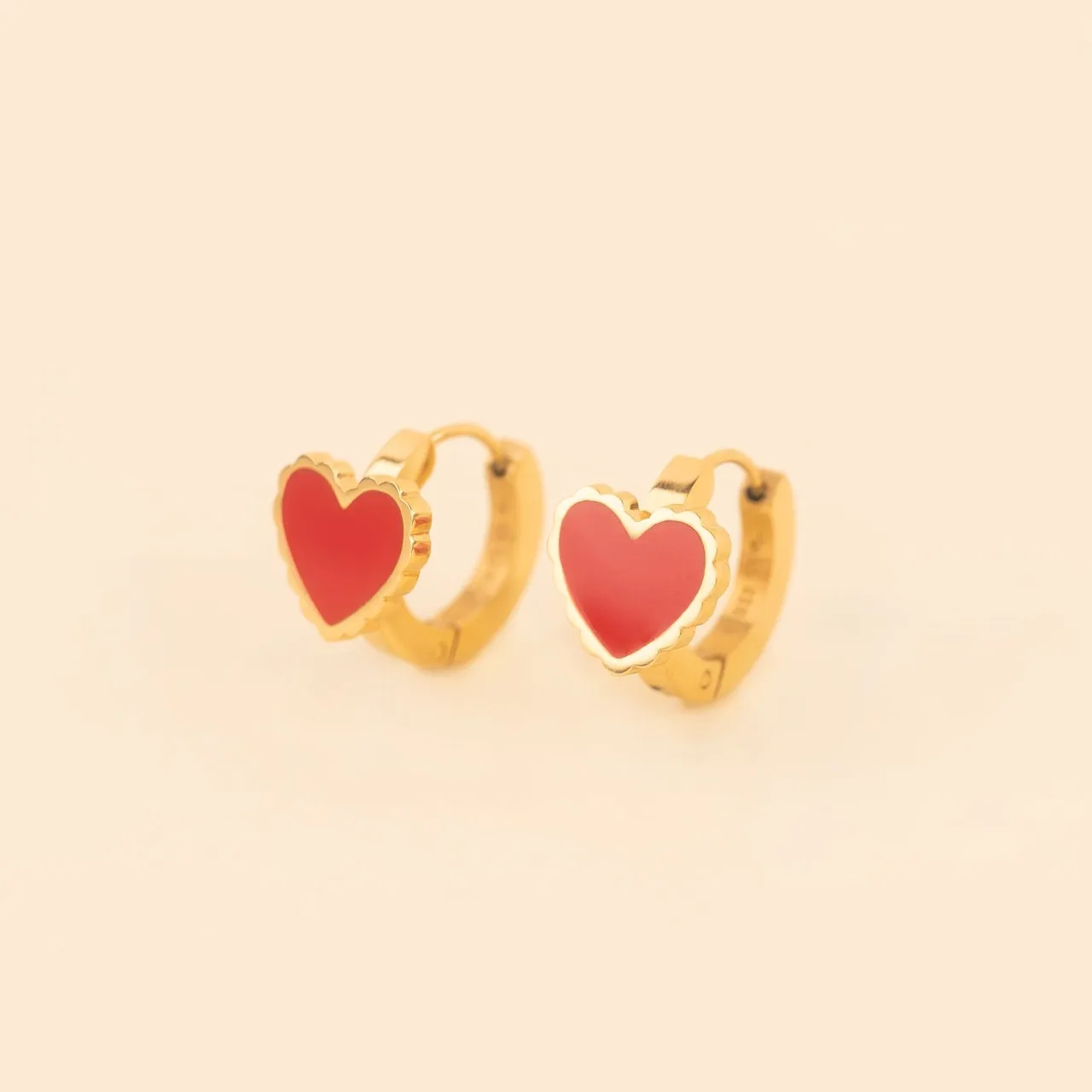 Red Heart 3D Huggie Hoop Earrings sold by Modcloth product image thumbnail 5
