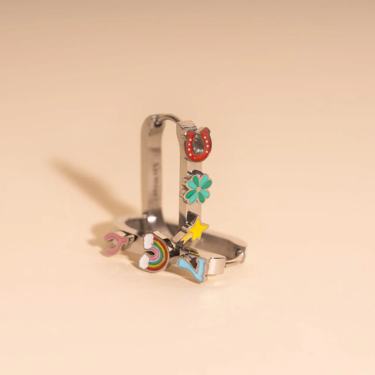 Lucky Oblong 3D Huggie Hoop Earrings sold by Modcloth product image thumbnail 5