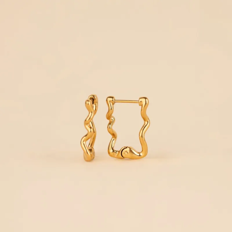 Squiggly Rounded Huggie Hoop Earrings sold by Modcloth