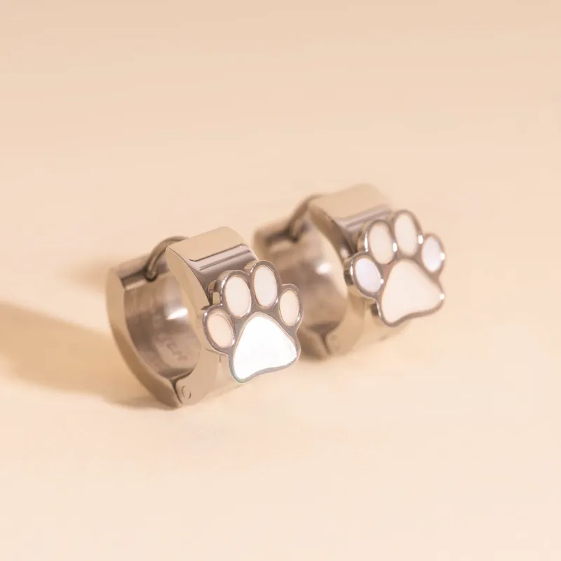 Paw Print Super Chunky 3D Huggie Hoop Earrings sold by Modcloth
