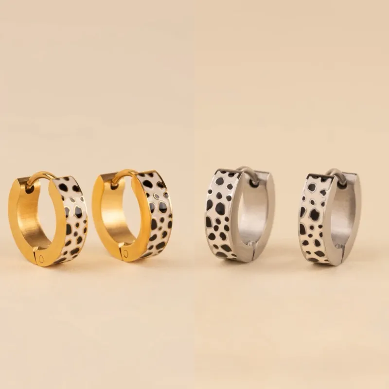 Leopard Chunky Huggie Hoop Earrings sold by Modcloth