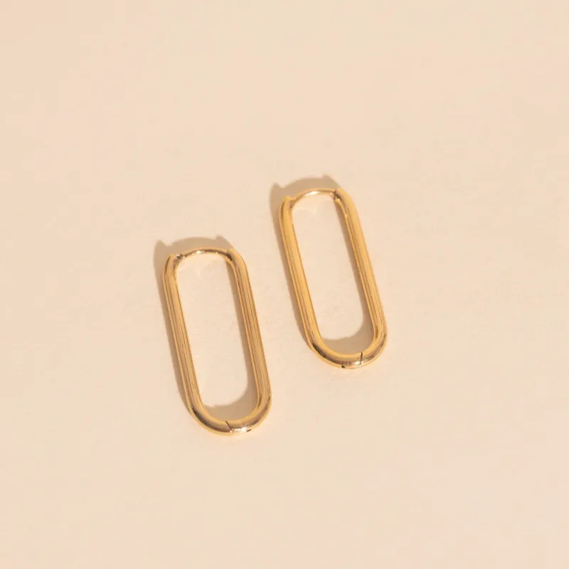 Thinny Rectangle Rounded Huggie Hoop Earrings sold by Modcloth