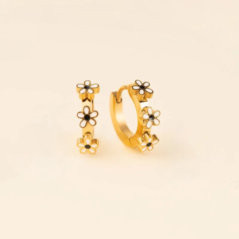 Daisy 3D Huggie Hoop Earrings sold by Modcloth