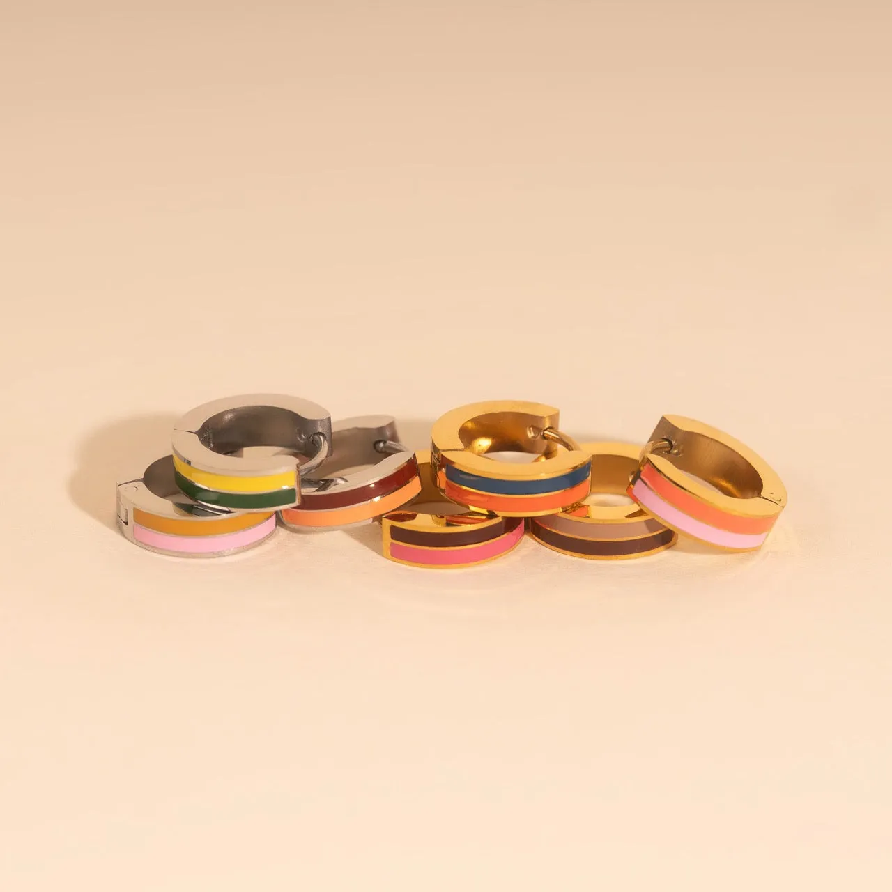 Striped Chunky Huggie Hoop Earrings sold by Modcloth product image thumbnail 5