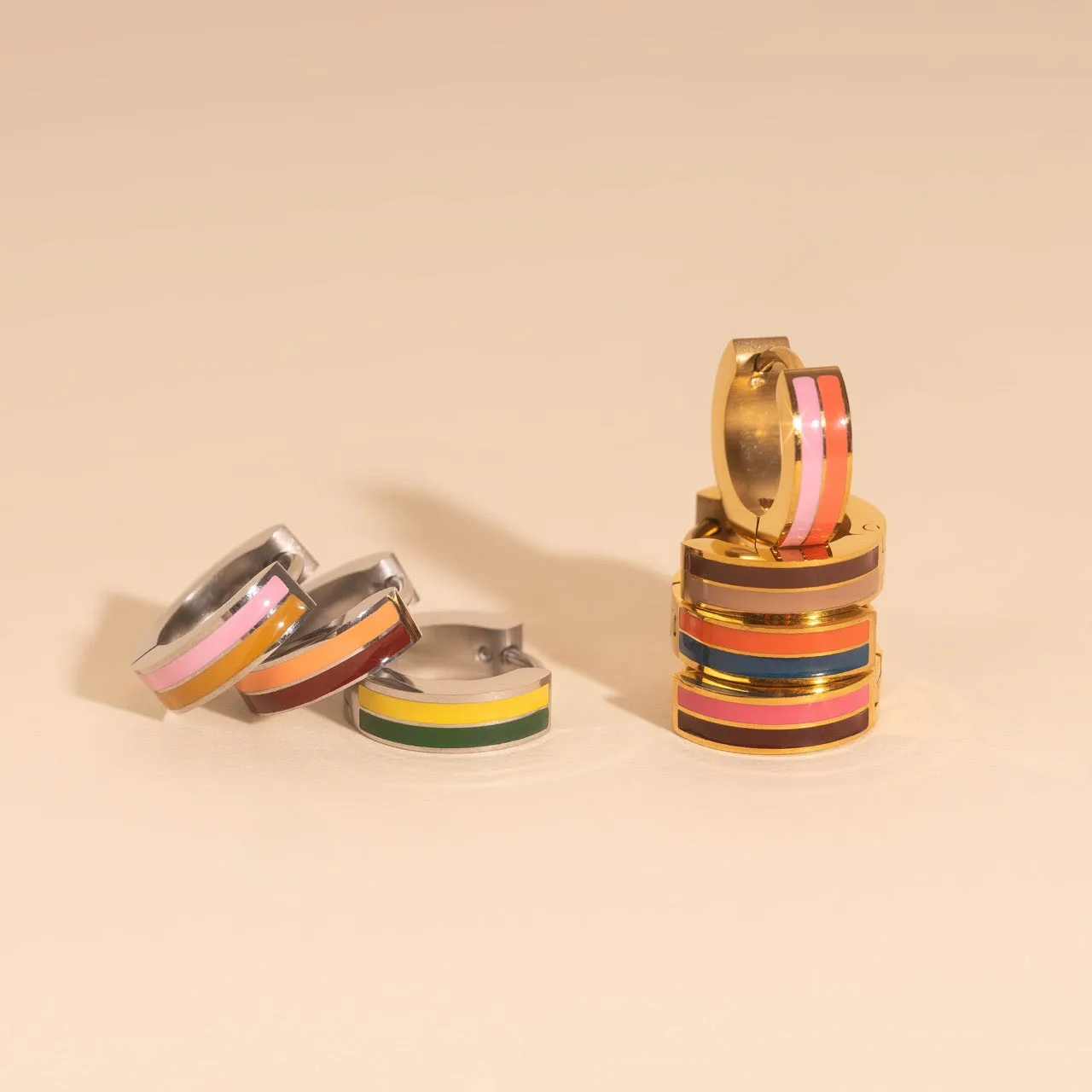 Striped Chunky Huggie Hoop Earrings sold by Modcloth product image thumbnail 2