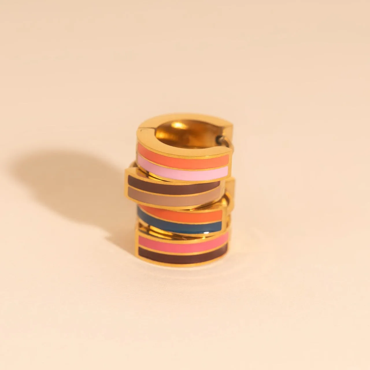 Striped Chunky Huggie Hoop Earrings sold by Modcloth product image thumbnail 3
